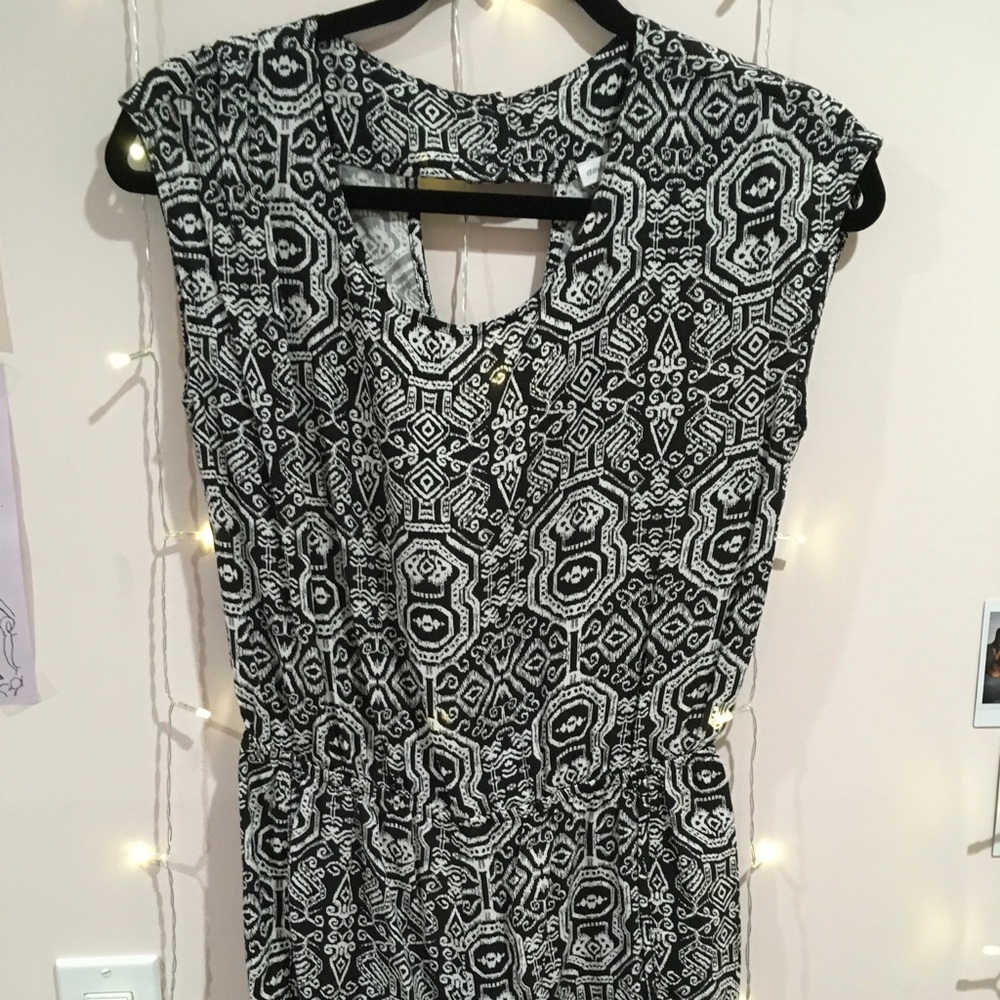 black and white patterned romper